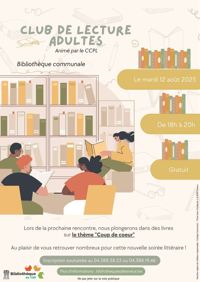 Affiche Club de lecture adultes Esneux