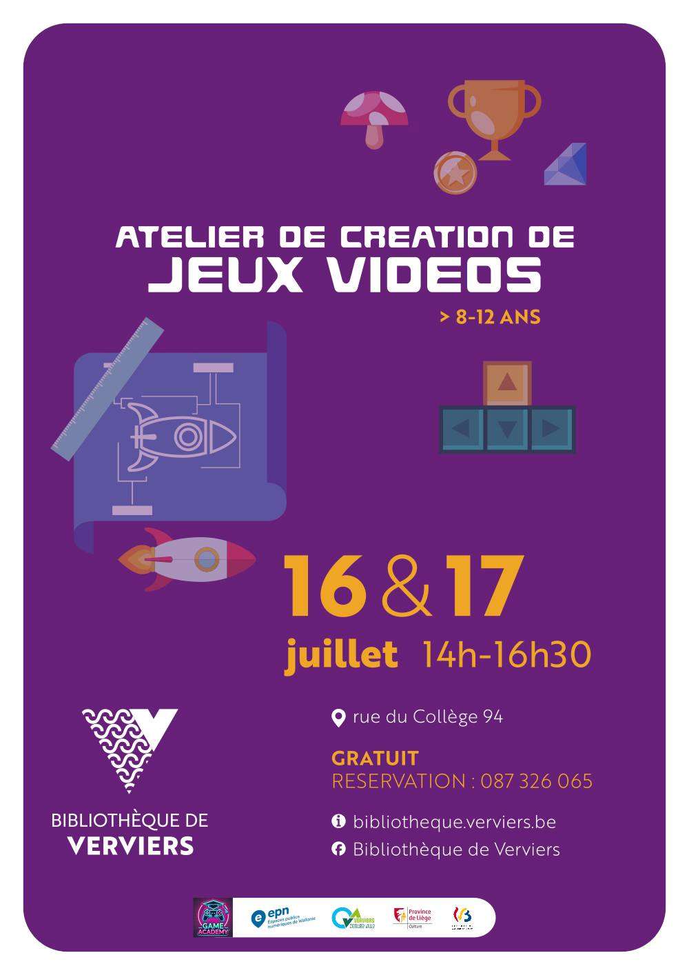 Atelier de création de jeux vidéos verviers